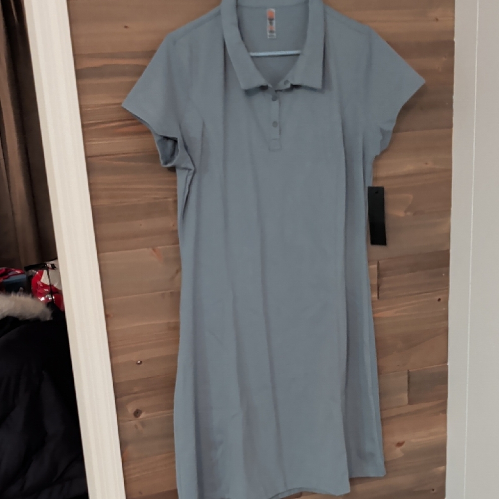 Monob Light Blue Polo Dress Pit 2 Pit 22" Shoulder To Hem 40" Size 3X